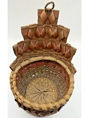 Mi'kMaq | Accents | Antique Mikmaq Woven Hanging Basket Porcupine Quill ...